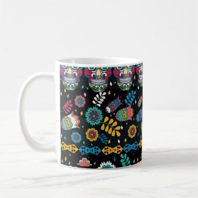 Boho-döskallar: färglöst mönster. kaffemugg (Vänster)