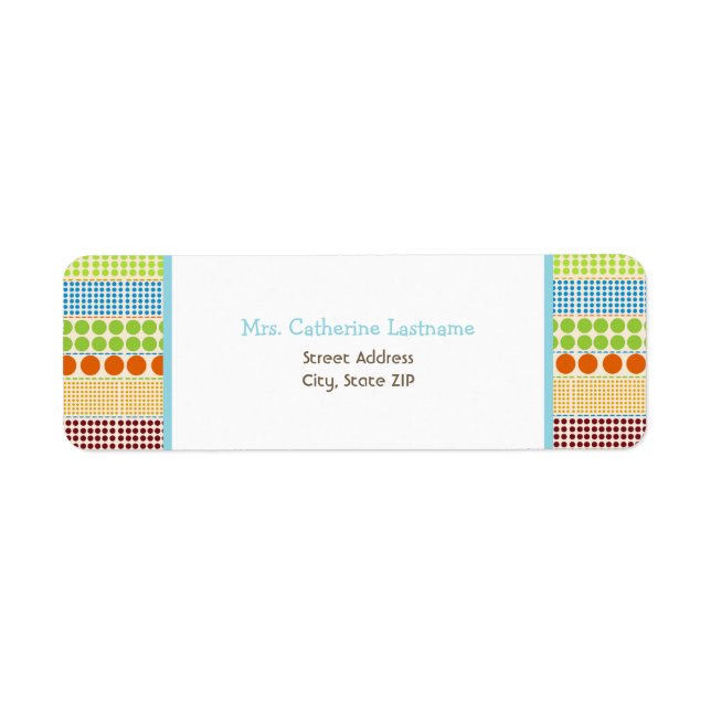 Boho Dots & Blue Address Label-etikett Returadress Etikett (Framsidan)