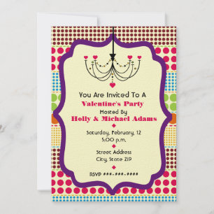 Boho Dots Funky Chandelier Valentines Party Inbjudningar