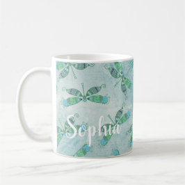 Boho Dragonflies i Blue Kaffemugg