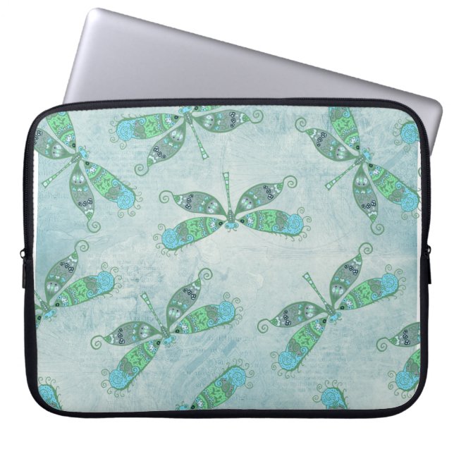 Boho Dragonflies i Blue Laptop Fodral (Framsidan)