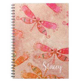 Boho Dragonflies i Rosa Anteckningsbok