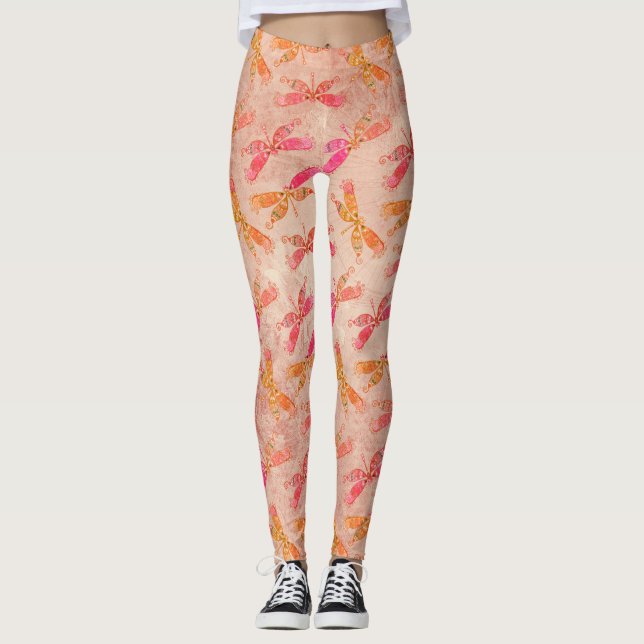 Boho Dragonflies i Rosa Leggings (Framsida)