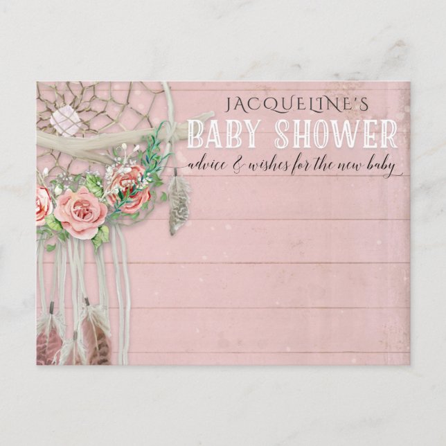 BOHO Dream Catcher Blommigt Advise Girl Baby Showe Vykort (Framsida)