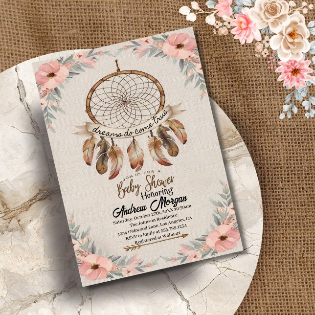 Boho Dream Catcher Boy Rustic Baby Shower Inbjudningar (Skapare uppladdad)