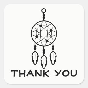 Boho Dream Catcher, Bröllop Trival Tack Black Fyrkantigt Klistermärke