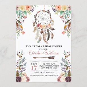 Boho Dream Catcher Dusky Inbjudningskort för möhip