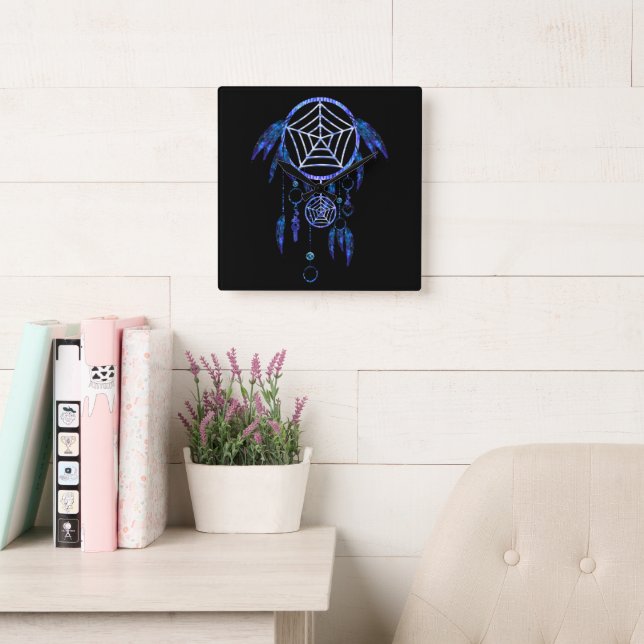 Boho Dream Catcher Fyrkantig Klocka (Läsesal)