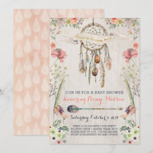 Boho Dream Catcher inbjudningar till Rustic Baby S