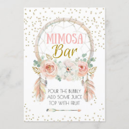 Boho Dream-catcher Mimosa Pub Sign 5x7" Inbjudningar