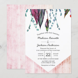 Boho Dream Catcher och blommar bröllopsinbjudan Inbjudningar