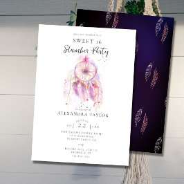 Boho Dream Catcher Rosa Sweet 16 Slumber Party Inbjudningar