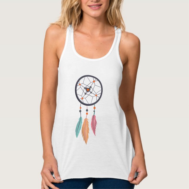Boho Dream Catcher Shirt Bohemian Chic Gift Linne Med Racerback (Framsida)