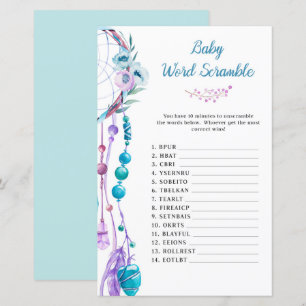 Boho Dreamcatcher Baby Shower Ord Scramble