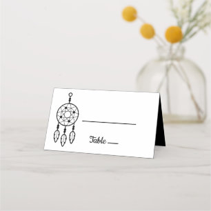 Boho Dreamcatcher Bröllop Black Native American Placeringskort