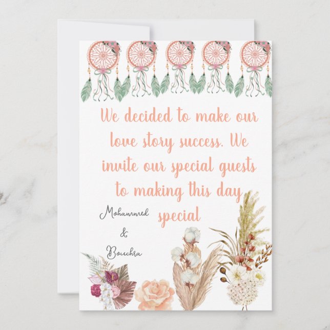 Boho Dreamcatcher bröllopsinbjudan Inbjudningar (Framsida)