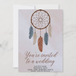 Boho Dreamcatcher Bröllopsinbjudan | Rustik Bohe Inbjudningar