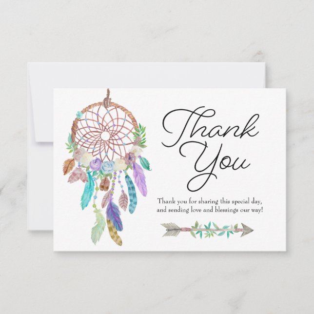 Boho Dreamcatcher Dyster Tacksamhetskort OSA Kort (Framsida)