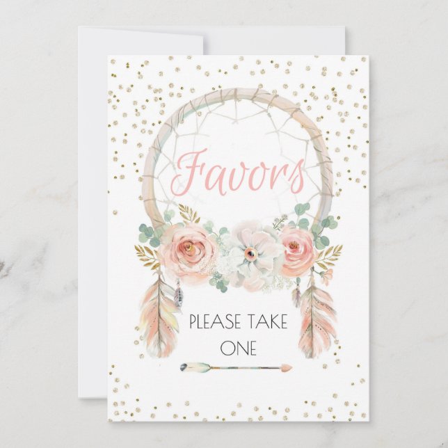 Boho Dreamcatcher-favoritskylt 5x7" Inbjudningar (Framsida)