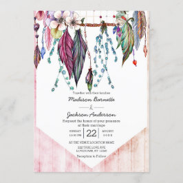 Boho Dreamcatcher & Feathers bröllopsinbjudan Inbjudningar