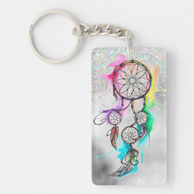 Boho Dreamcatcher Glitter Acrylic Keychain (Framsidan)