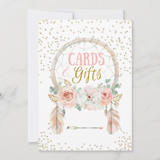 Boho Dreamcatcher-kort för presentkort - signal 5x Inbjudningar (Framsida)