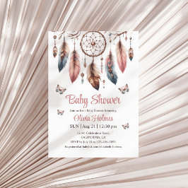 Boho Dreamcatcher med Butterflies Baby Shower Inbjudningar
