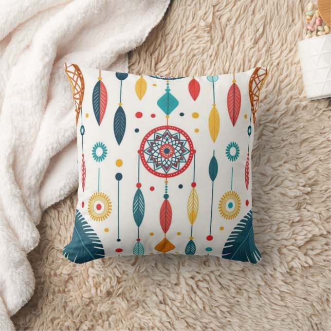 Boho Dreamcatcher Pattern Throw Pillow Kudde (Filt)