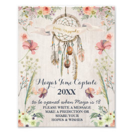 Boho Dreamcatcher Rustic Baby Shower Time Capsule Fototryck