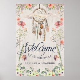Boho Dreamcatcher Välkommen till Bröllop vid under Poster