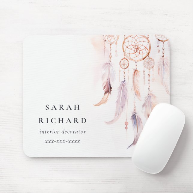 Boho Dreamcatcher Watercolor Lilac  Peach Musmatta (Med mus)