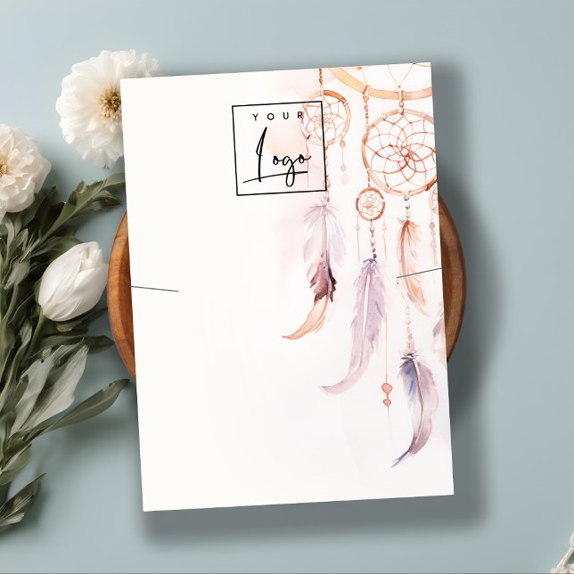 Boho Dreamcatcher Watercolor Necklace Visning Logo Visitkort (Skapare uppladdad)