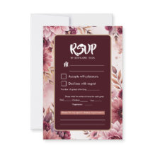 Boho Dreams Blommig Elegans Bröllop Svarskort
