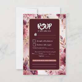 Boho Dreams Blommig Elegans Bröllop Svarskort OSA Kort