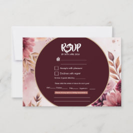 Boho Dreams Blommig Elegans Bröllop Svarskort OSA Kort