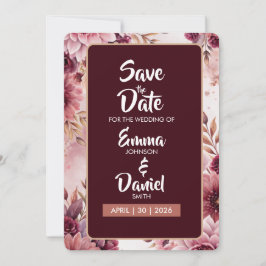 Boho Dreams Blommig Elegans Spara Datum-kort Datumet