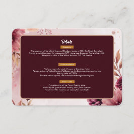 Boho Dreams Bröllopsdetaljkort med blommor Tilläggskort