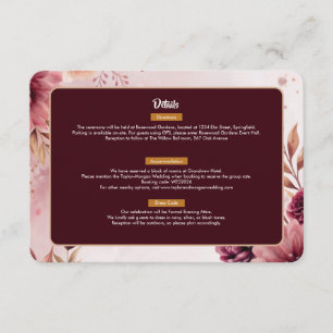 Boho Dreams Bröllopsdetaljkort med blommor Tilläggskort