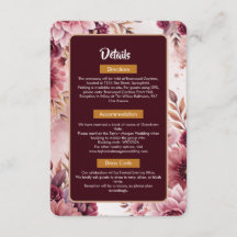 Boho Dreams Bröllopsdetaljkort med blommor