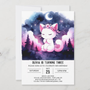 Boho Dreamy Cat Birthday Inbjudningar
