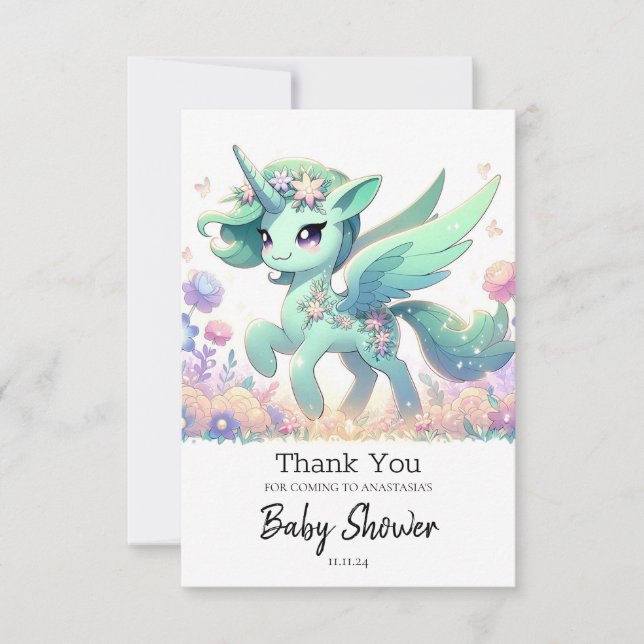 Boho Dreamy Unicorn Baby Shower Tack Kort (Framsida)