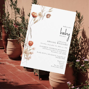 Boho Dried Blommigt Neutralt Baby Shower Inbjudningar
