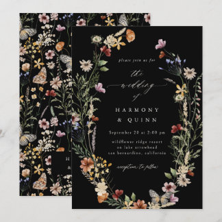 Boho Dried Floral Wildflower Wedding Invitation Inbjudningar