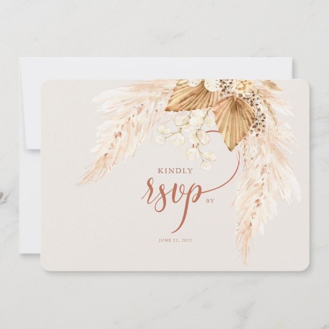 Boho Dried Flowers och Pampas Grass OSA Invati Inbjudningar (Framsida)