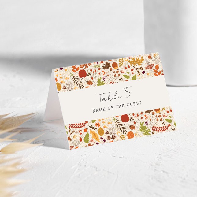 Boho Dried Rustic Floral Falls Wedding Place card Bordsnummer (Skapare uppladdad)