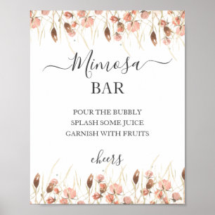 Boho Dried Watercolor Blommigt Bröllop Mimosa Sign Poster