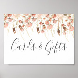 Boho Dried Watercolor Blommigt Bröllop Poster