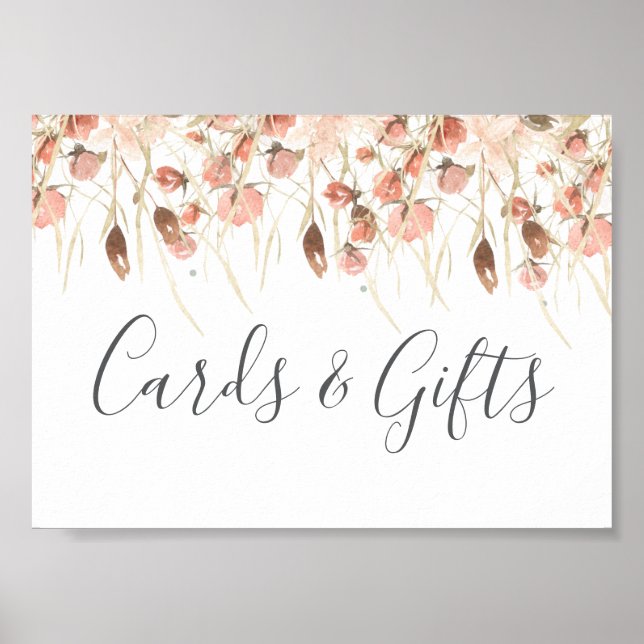 Boho Dried Watercolor Blommigt Bröllop Poster (Framsidan)