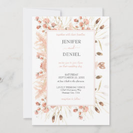 Boho Dried Watercolor Floral Wedding Inbjudningar