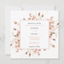 Boho Dried Watercolor Floral Wedding Inbjudningar